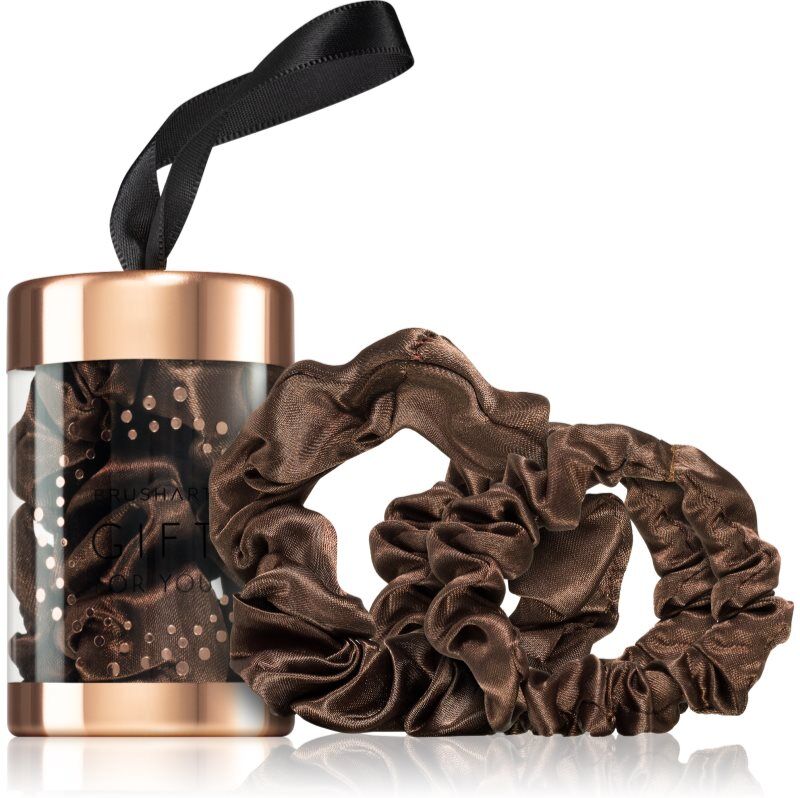 BrushArt Gift for You Slim & Midi satin scrunchie set élastiques à cheveux Chocolate brown 3 pcs