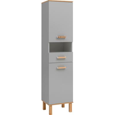 Hochschrank SCHILDMEYER "Padua", grau (platingrau, eichefarben landhaus), B:40,4cm H:178,5cm T:35cm, Holzwerkstoff, Schränke, Hochschrank, Füße aus Massivholz