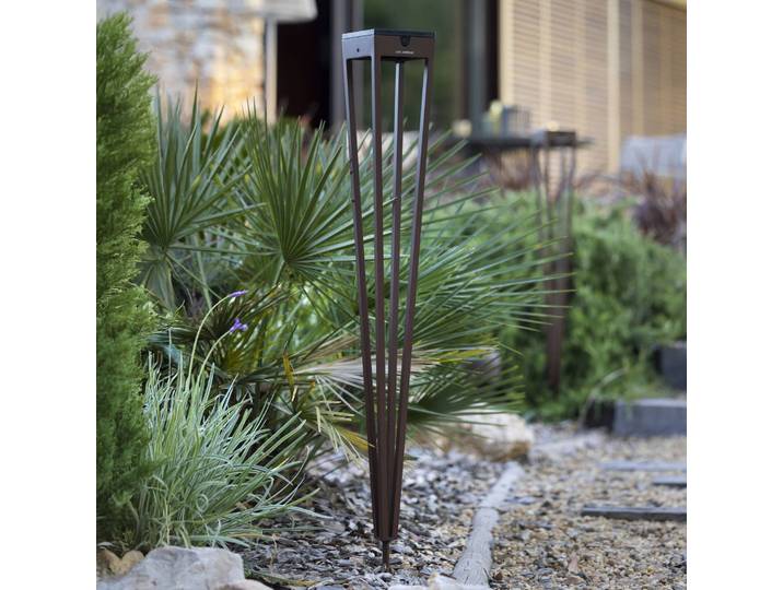 Les Jardins LED-Solarfackel Tinka, corten, 90 cm, Erdspieß dimmbar, braun / rost, Aluminium, Solarleuchten