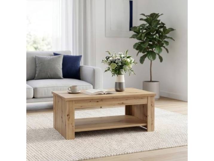 Forte Corona Couchtisch 110, klassischer Couchtisch mit Ablagefach, Wohnzimmer, Holzwerkstoff, Artisan Eiche Holzdekor, 110 cm breit x 45,2 cm hoch x 65 cm tief