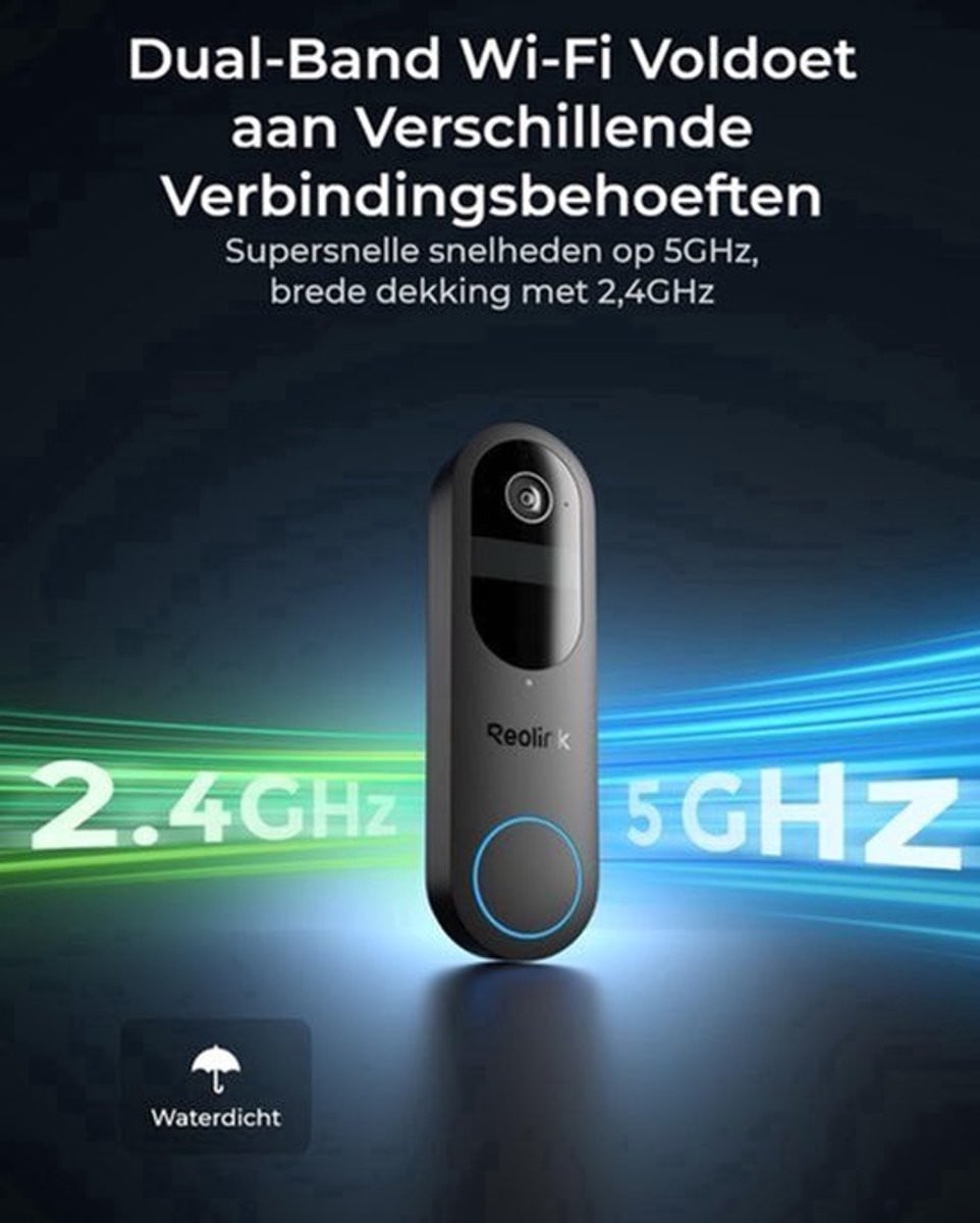 Slimme draadloze video deurbel met camera en WiFi, zwart