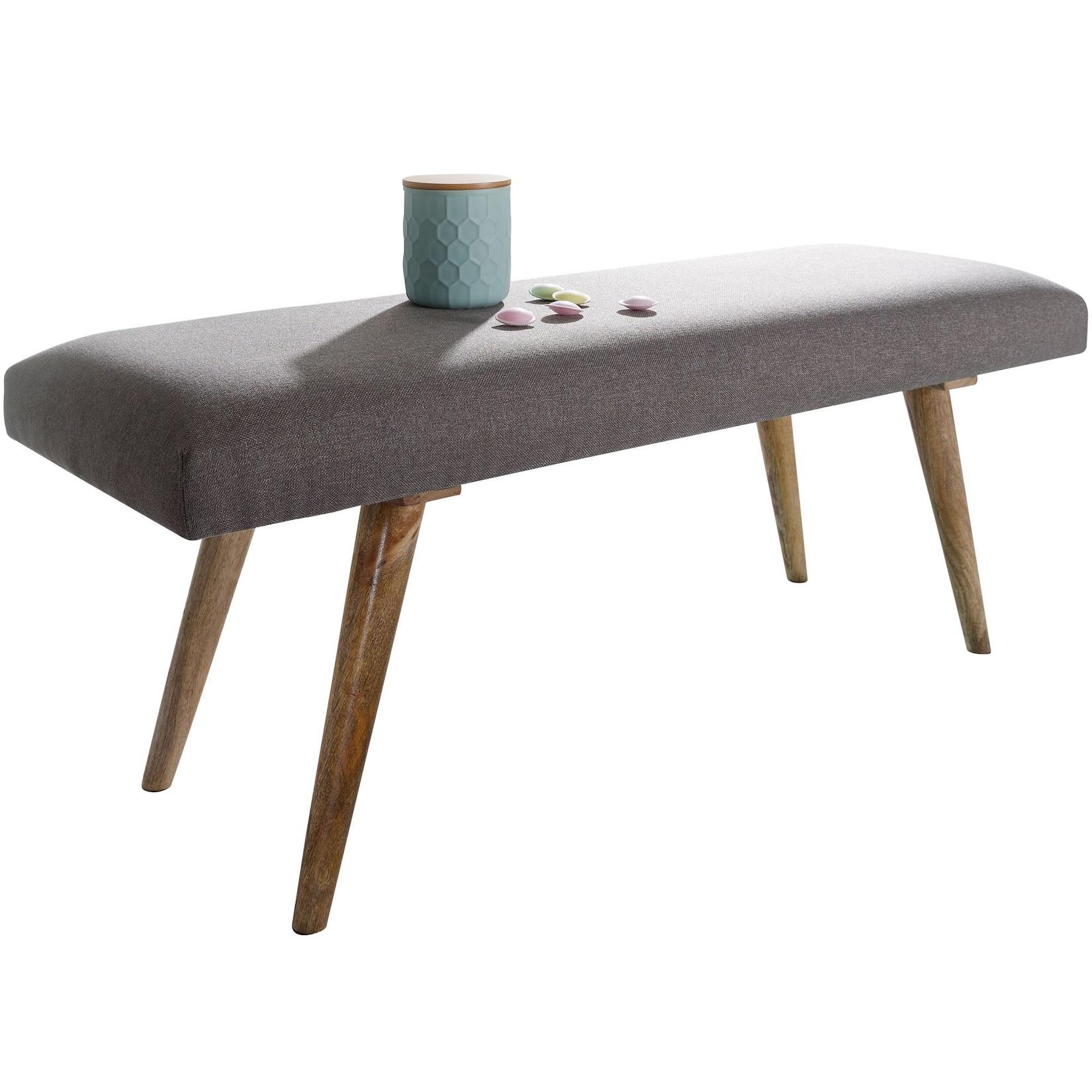 KADIMA DESIGN Sitzbank SILE: Retro-Stil, Bequeme Polsterung, Strapazierfähiger Stoffbezug, Massivholz, Anti-Rutsch-Noppen