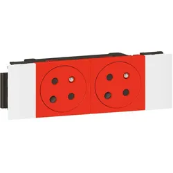 Legrand 077122L Mosaic 2-fach Schutzkontakt-Steckdose,codiert, Snap-On, EBS Farbe: Rot