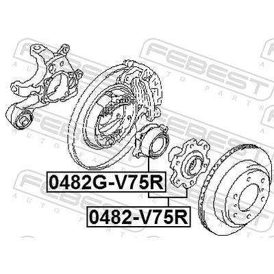 FEBEST Radnabe Hinterachse 0482G-V75R für MITSUBISHI
