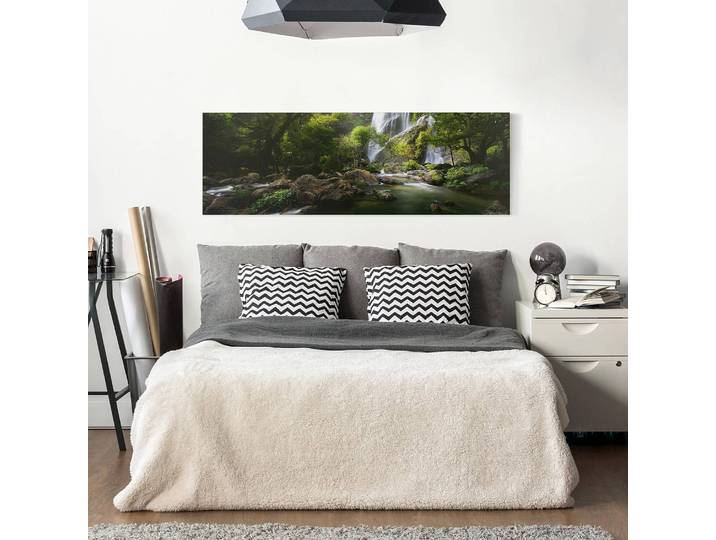 Impression sur toile Ruisseau I Lin Vert 150cm