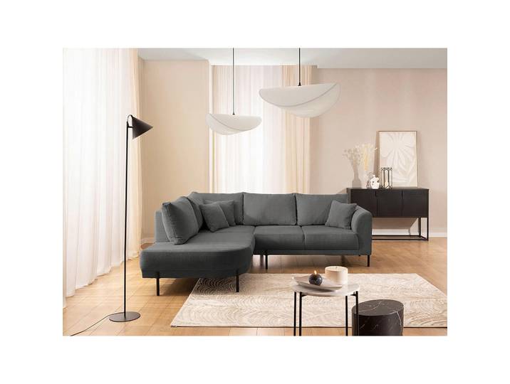 Livetastic Ecksofa Mauris, Grau, Metall, Kunststoff, 4-Sitzer, Füllung: Komfortschaum, Silikon,Komfortschaum, Silikon, L-Form, links montierbar, 233x200 cm, Armteil rechts, Wohnzimmer, Sofas & Couches, Wohnlandschaften, Ecksofas