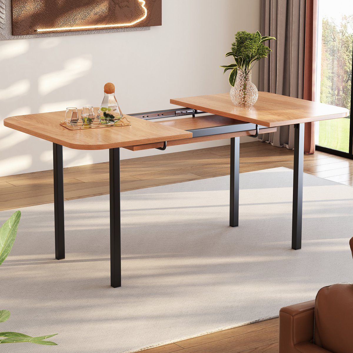 Gutent Uitschuifbare Eettafel in Houtkleur, 120 cm tot 160 cm, voor 4-6 personen