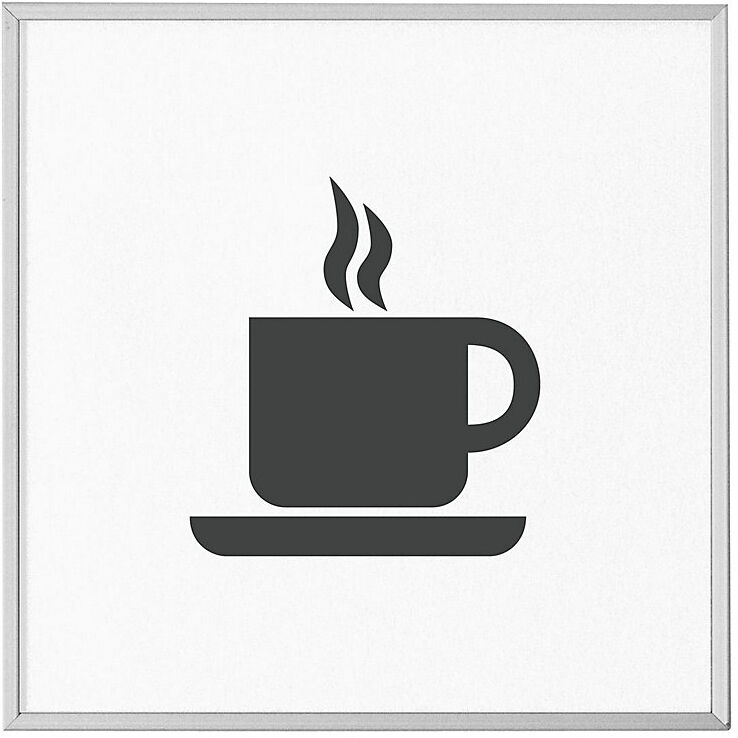 kaiserkraft MADRID Silver Line™ Türschild, Piktogramm HxB 120 x 120 mm, Café