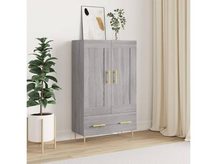 Highboard Grau Sonoma 69,5x31x115 cm aus Holzwerkstoff mit Präsentationsfläche für Deko, langlebiges Design gegen Feuchtigkeit mit viel Stauraum für Elegante Einrichtung,