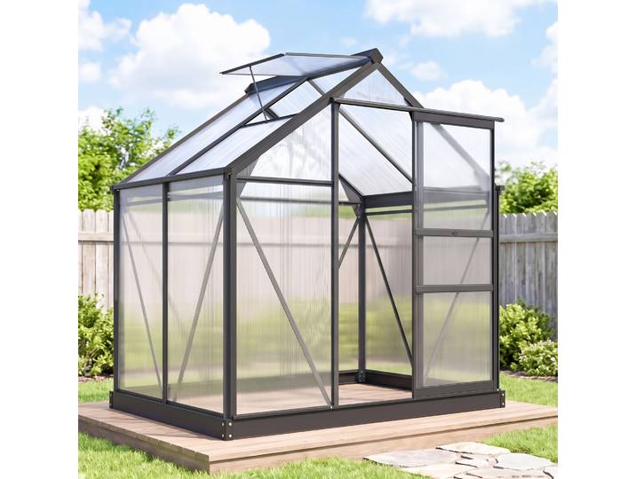 Outsunny Serre Polycarbonate UV+ Gris 190x132cm