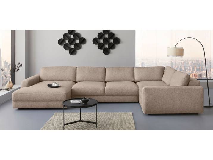 Wohnlandschaft HOME AFFAIRE Bloomfield, Mega Polsterecke, Breite 390cm, viel Platz, U-Form , beige (portabella), B:390cm H:84cm T:209cm, 100% Polyester, Sofas, Wohnlandschaft, In verschiedenen Grössen bestellbar