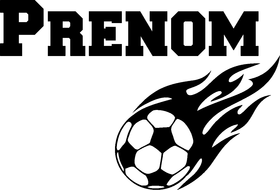Ambiance-sticker Sticker prénom personnalisable Ballon de football enflammé