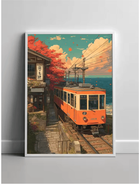 Inspire Picks Tokyo Rainy Night Railway Canvas Print Retro Japanese Cityscape Wall Art Decor 11 30x40cm No Frame