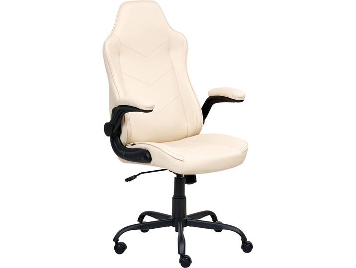 BELIANI Bürostuhl cremeweiß Kunstleder drehbar höhenverstellbar mit Armlehnen für das Homeoffice oder Arbeitszimmer traditionell und modern