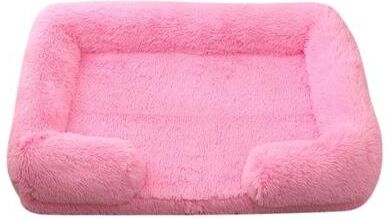Uplifted Finds Square Plush Dog Bed Thickened Winter Pet Bed With Removable Mat s pink
