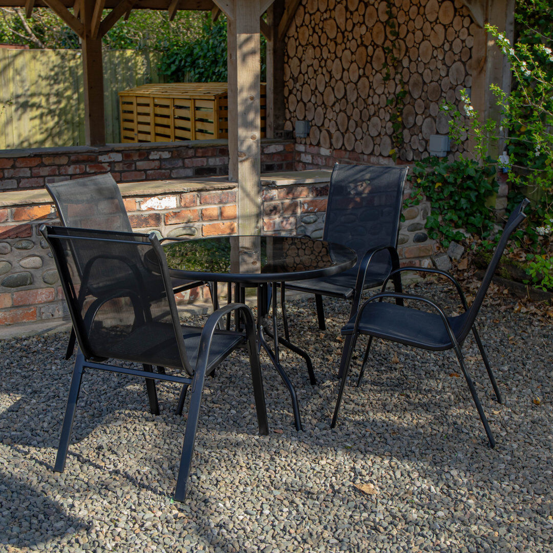 The Seasonal Aisle Anaum 4 - Person Patio Dining Set Round Table Black 4