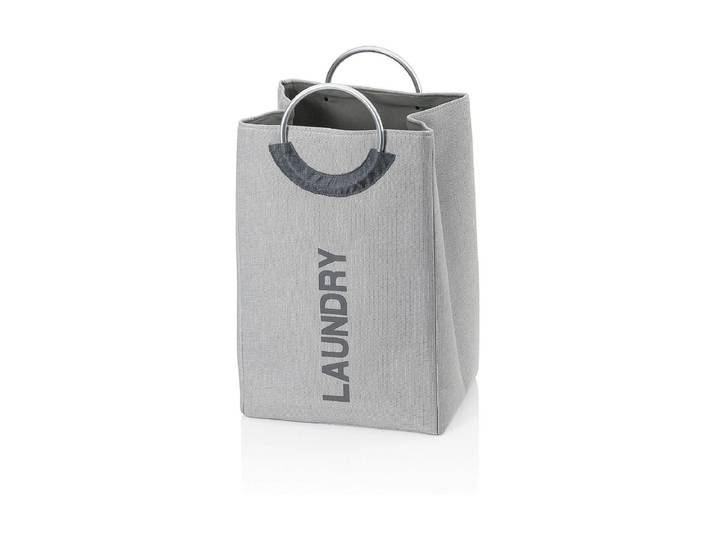 Wäschekorb KELA Palma 40 l, Hellgrau , grau (hellgrau), B:30cm H:56cm T:36cm, Aluminium, Polyester, Wäschesammler, Wäschekorb