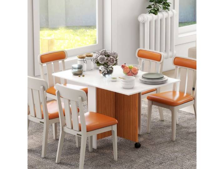 CollaHausse Table Pliante Extensible Mobile Design Moderne 120x80 cm Teck et Blanc