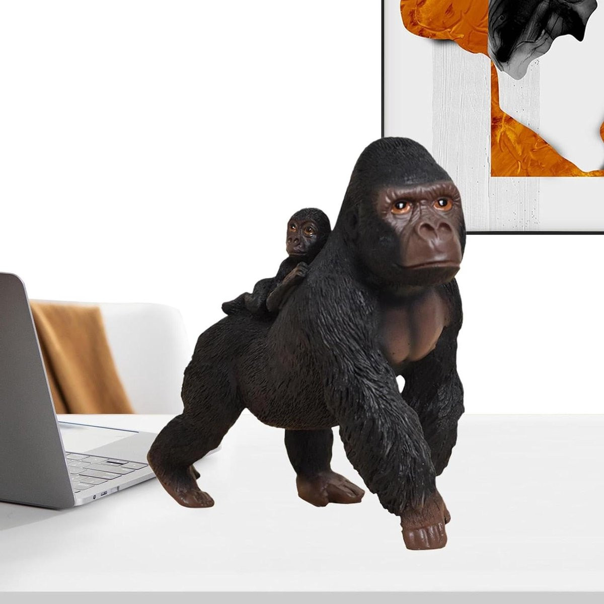 Realistisch Gorilla Beeldje van Hars - Bruine Dierensculptuur voor Decoratie - Hoogte: 165 cm