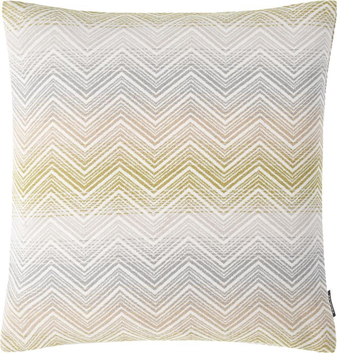 Zachte Jacquard sierkussenhoes zigzag crème oker & grijs 45x45 cm
