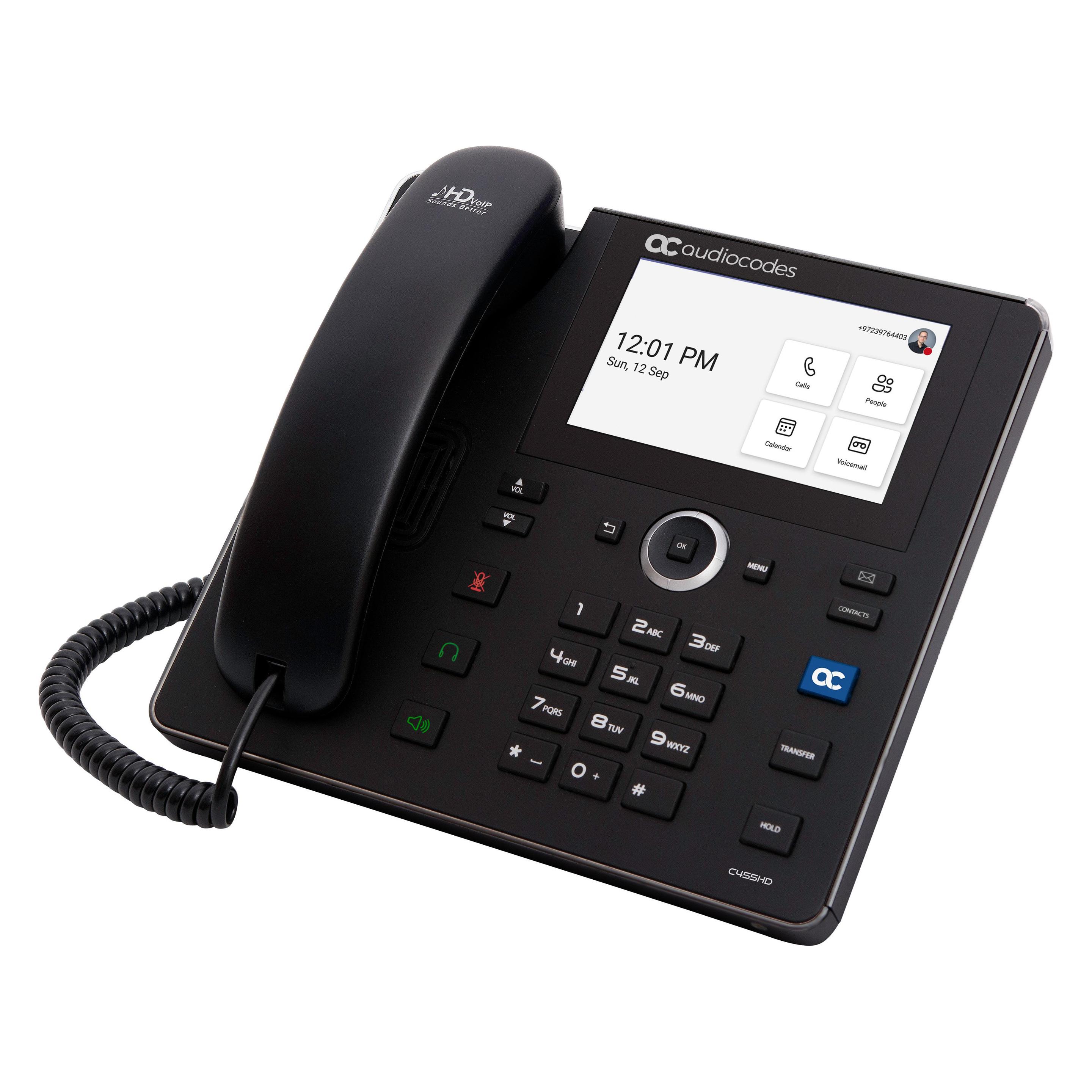 Audiocodes C455HD - IP-Telefon - Schwarz - Kabelgebundenes Mobilteil - Android - SIP-Info - 8 Zeilen (TEAMS-C455HD-DBW)