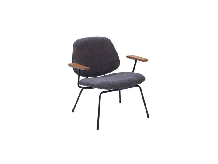 Fauteuil rétro en métal et tissu gris