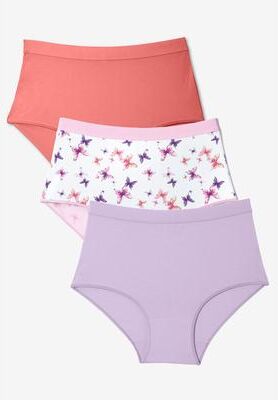 Plus Size Women's Cotton/Spandex Panty 3-Pack by Catherines in Multi Butterfly Pack (Size 7)