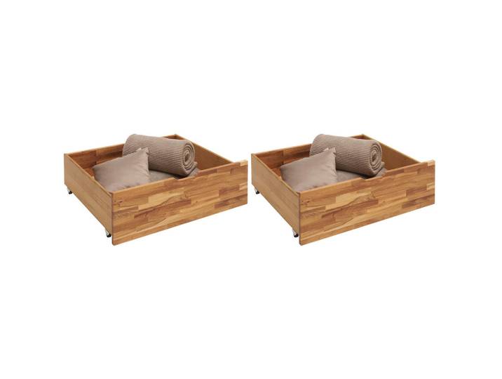 Carryhome Bettkastenset, Wildeiche, Holz, Wildeiche, massiv, 83x29x68 cm, Schlafzimmer, Betten, Bettkasten