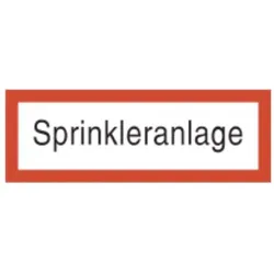 Brandschutzschild als Text Sprinkleranlage