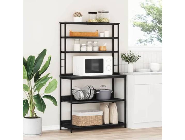 ROMHZKS Küchenregal 5 Ebenen 100 x 40 x 168 cm Holzwerkstoff Stahlrahmen, abriebfester Holzwerkstoff, freistehend, urbanes Design, viel Stauraum, trockenes Tuch reinigen