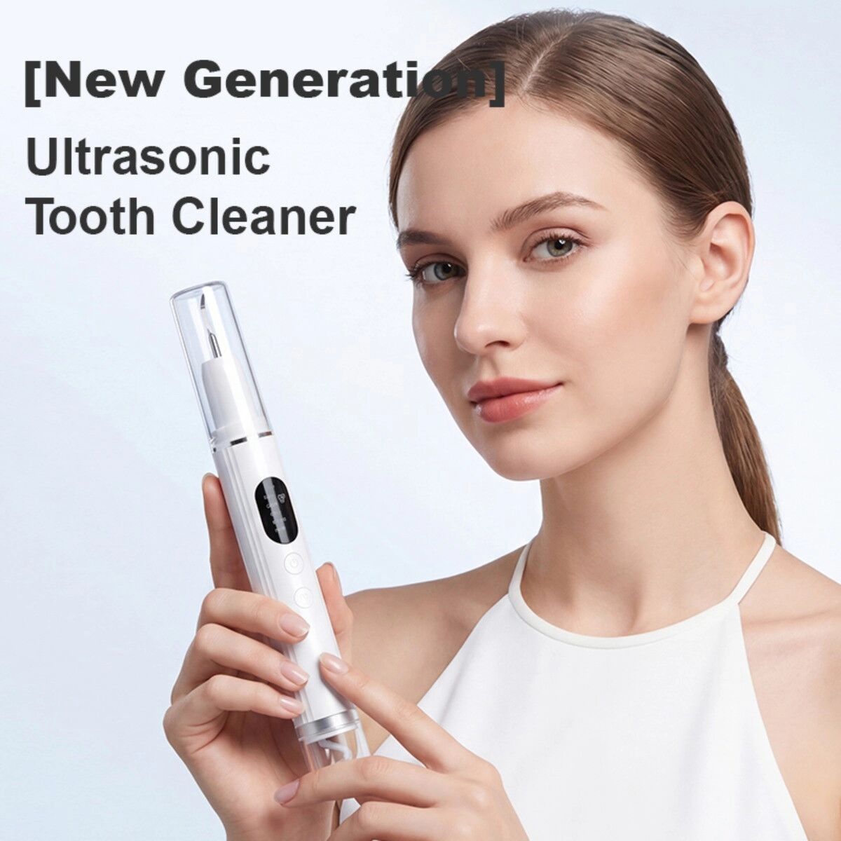 INF Ultraschall-Zahnreiniger - Wiederaufladbarer Ultraschall-Zahnsteinentferner mit UV-Sterilisation, IPX7 wasserdicht, Schwarz