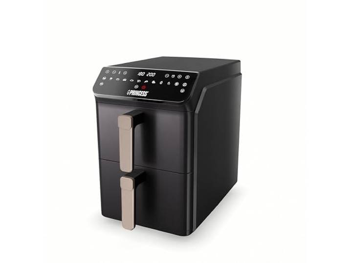 Princess Doppelkorb-Heißluftfritteuse, 11,2 L, 3000 W, Sync-Funktion Vertikales Design, Digitales Bedienfeld, 50-200 °C, Antihaftbeschichtung, Rutschfeste Füße, 01.182278.01.001