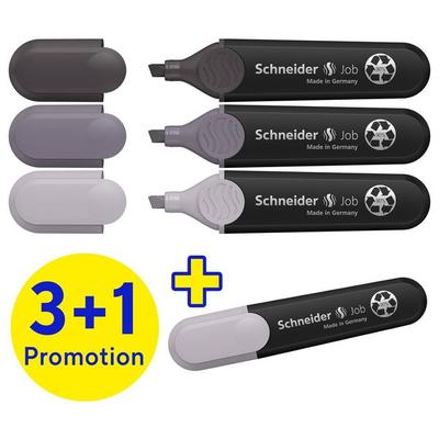 Schneider Textmarker Job grau sortiert, 3+1 Set