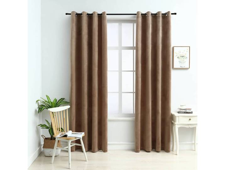Rideaux occultants avec anneaux, 2 pièces, velours beige, 140x225cm, rideaux occultants pour chambre à coucher, balcon, fenêtre, décoration de la maison, plusieurs tailles disponibles