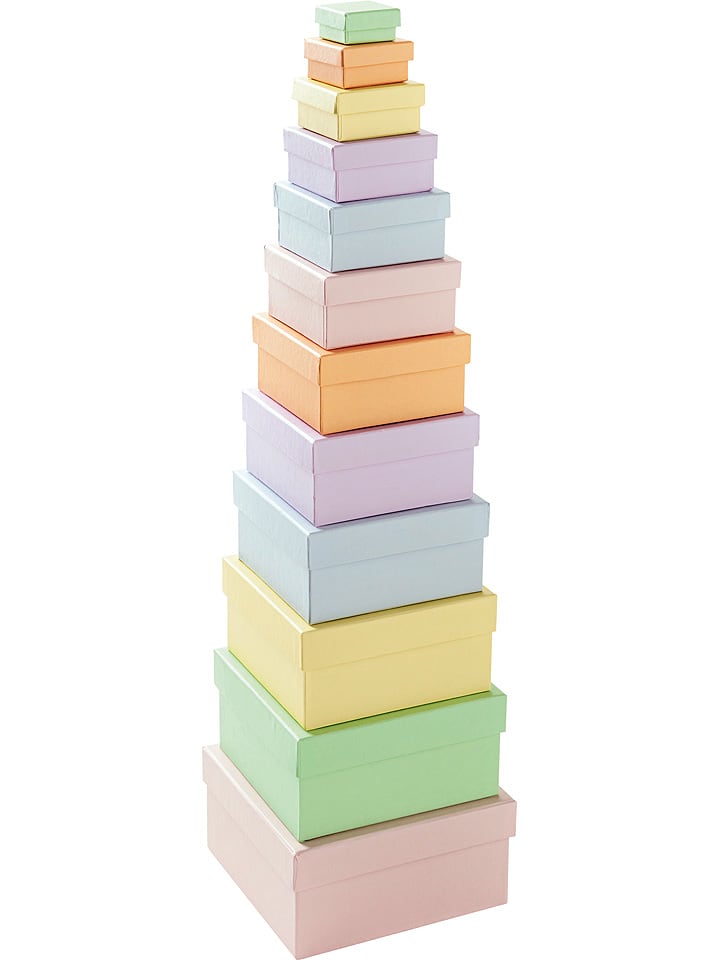 folia PAPER Pappboxen "Pastell" in Bunt - 12 Stück - onesize
