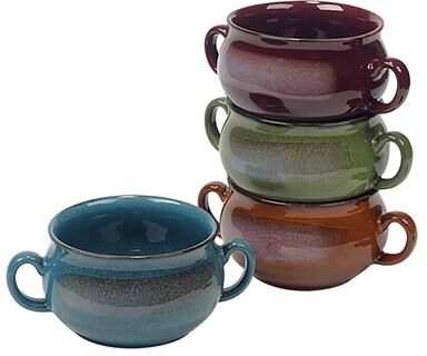 "Certified International Stoneware 24 Oz Reactive Glaze Soup Crocks, Set of 4 - 7.5"" x 5.5"" x 3.25"""