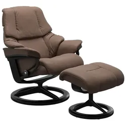 Stressless Sessel mit Hocker Reno Signature Leder Braun Batick Mole S (Small)