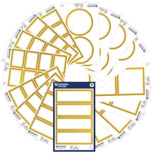 Zweckform Sticker Z-Design 51058, Goldrahmen, zum Beschriften, ablösbar, Papier, 64 Aufkleber, 64 Stück