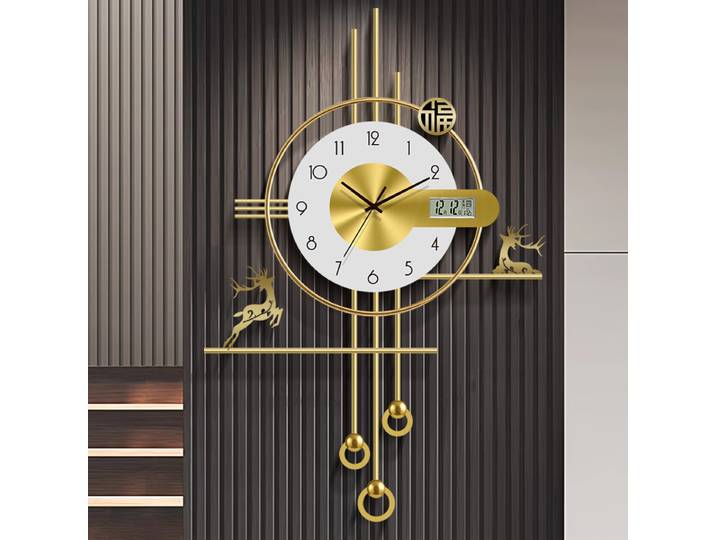 Horloge murale simple et de qualité, design vertical, horloge murale de luxe, horloge murale classique en métal, décoration de salon