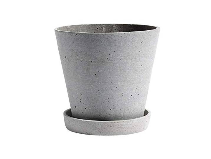 HAY Flowerpot Pot de Fleurs avec Soucoupe en polystone Gris 17\,5 x 17\,5 x 16\,5 cm