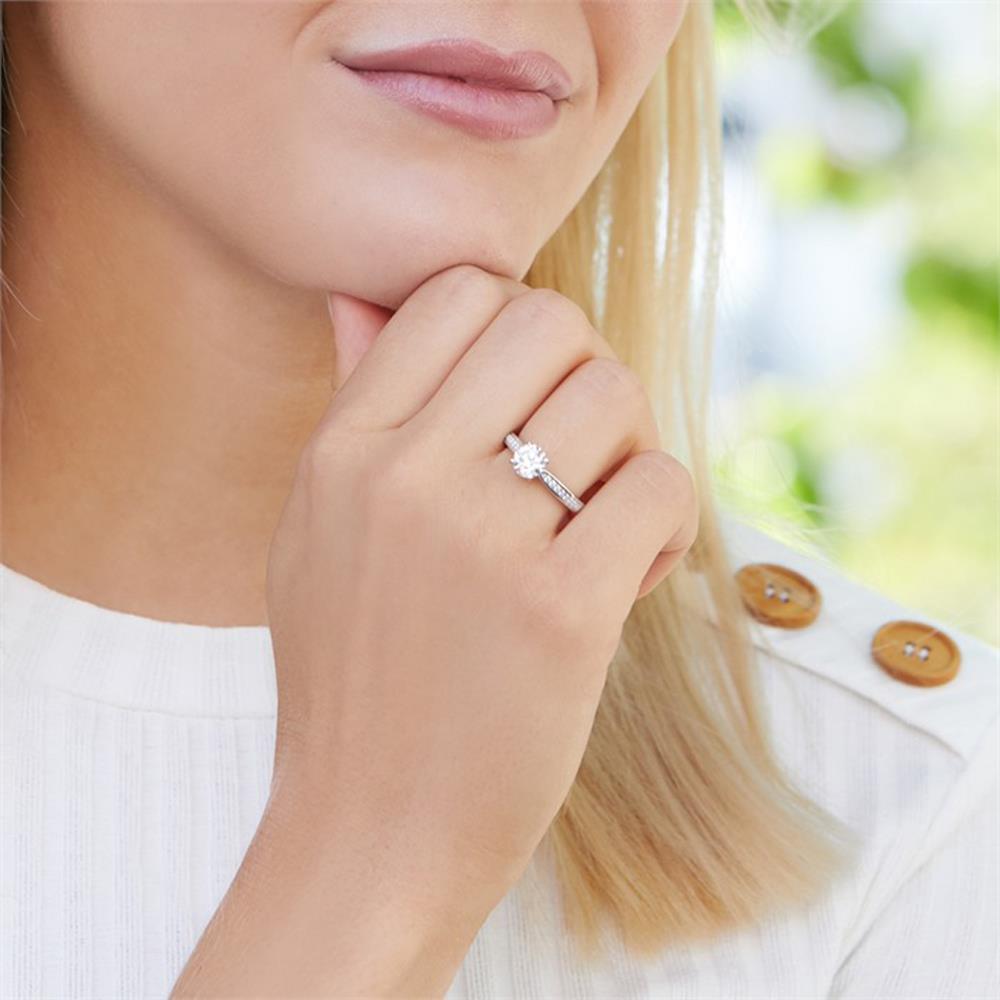 Unique 925er Silber Verlobungsring mit Zirkonia silber
