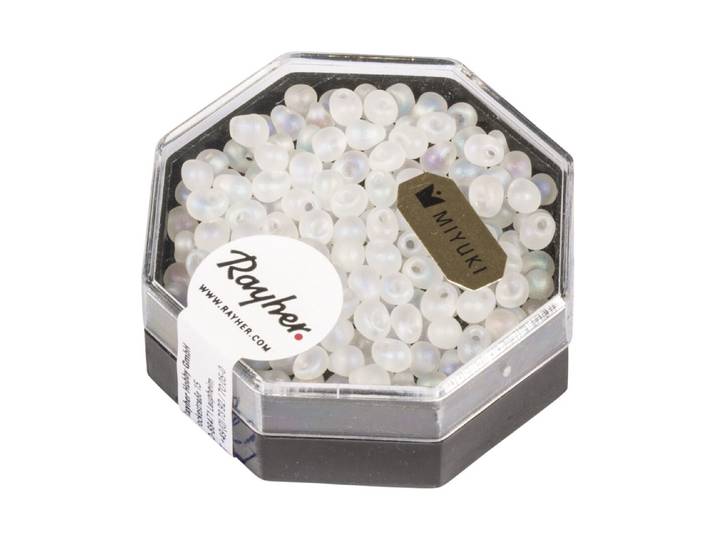 Miyuki-Perle-Drop, 3,4mm ø, transp. gefrostet, Dose