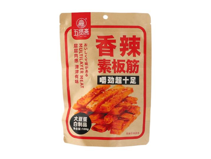Wuxianzhai pittige vegetarische beef jerky-stijl snack, 100g