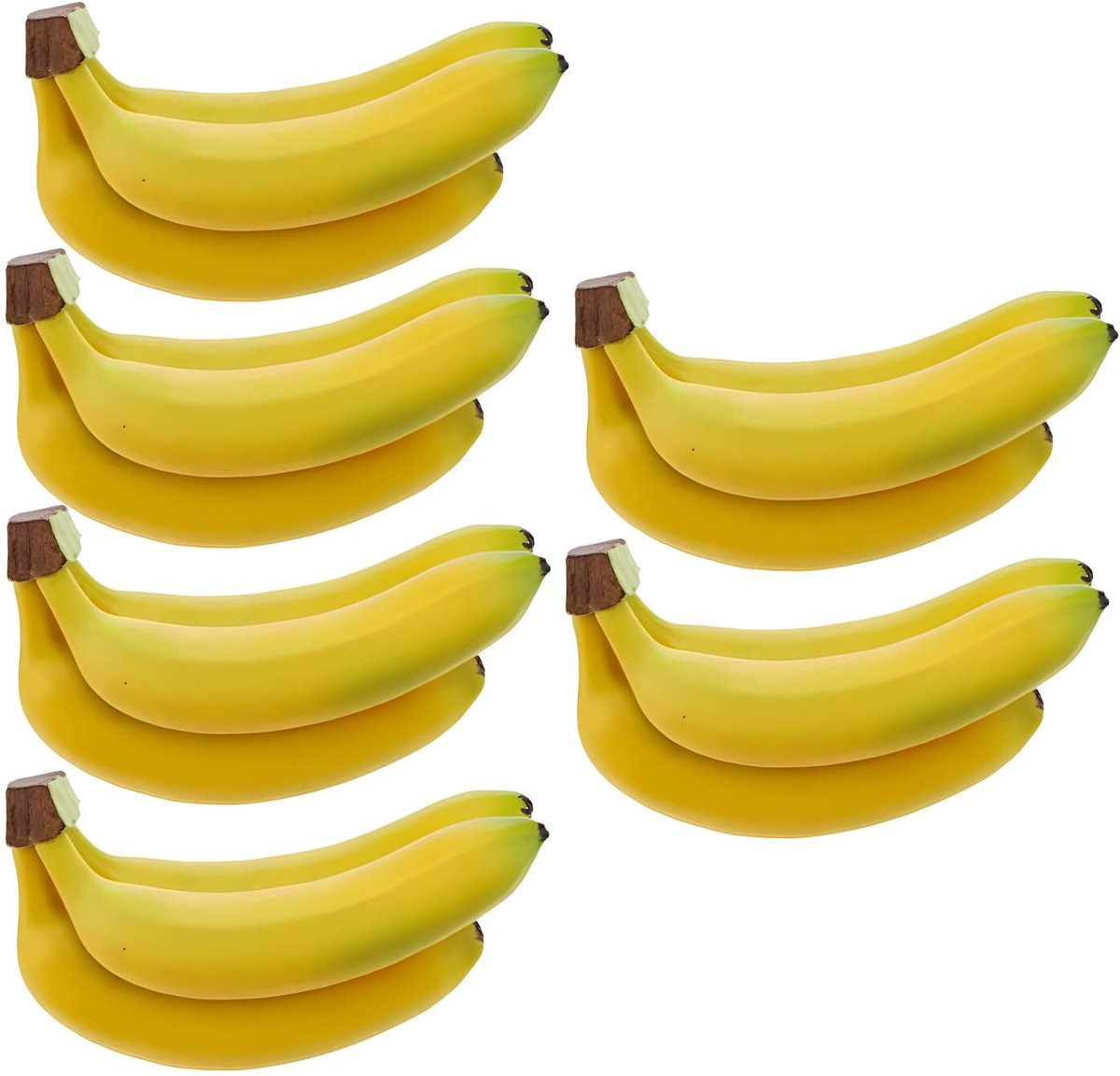 Bellatio Design Kunstfruit Banaan - Real Touch Deco Food - Tros van 6 stuks - 20 cm