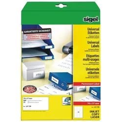Sigel Etiketten Inkjet/Laser Kopier 70x37mm VE=10x600 Stück (25 Blatt) weiß