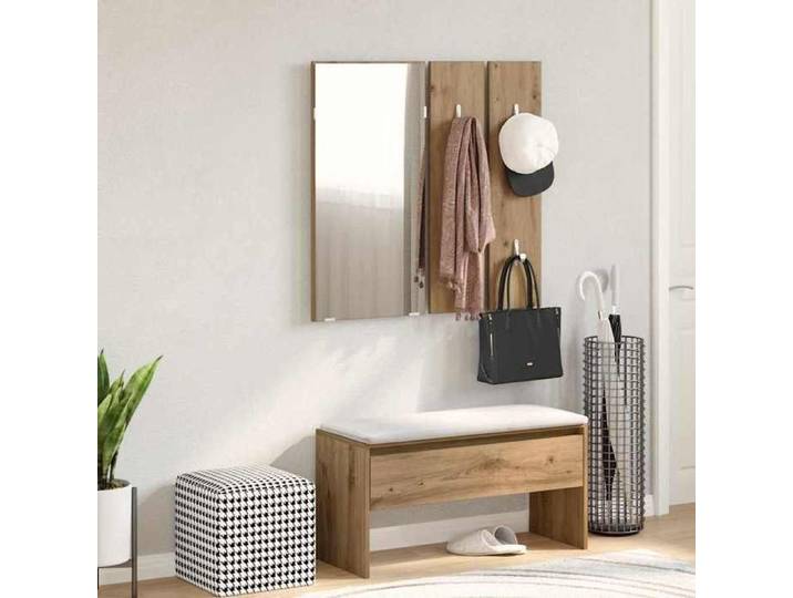 Ensemble de meubles de couloir Rangement Caché Meuble d'Entrée chêne artisanal bois ingénierie_13386