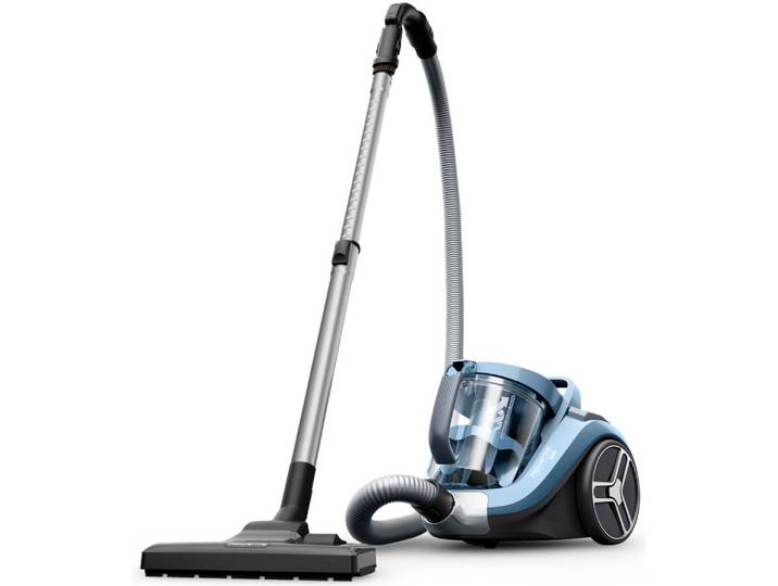 ROWENTA Bodenstaubsauger Compact Power XXL, ohne Beutel, hohe Saugleistung, leicht & kompakt , blau (hellblau, schwarz, silber), B:27,6cm H:29,1cm T:40,9cm, Bodenstaubsauger, XXL Fassungsvermögen, 99,98% Filtrierung, langes Kabel, RO4B11, Bodenstaubsauger