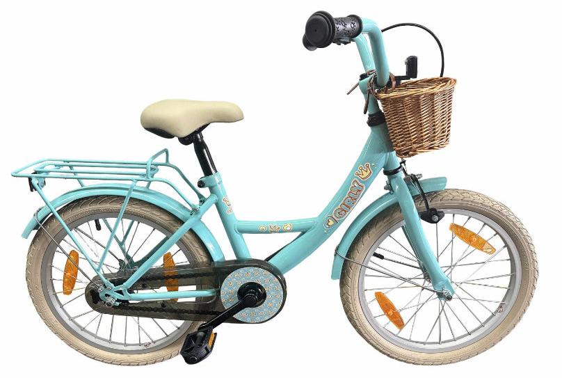 Bikefun Kinderfahrrad Girly 18 Zoll - mit Korb und Bremsnabe - Blau