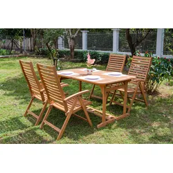 OUTFLEXX Garten-Essgruppe, natur, Akazie, Ausziehtisch 180/240 x 100 cm, 4 Klappstühle, klappbar, FSC®-zertifiziertes Produkt