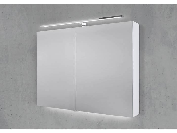Spiegelschrank 90 cm mit LED Chrom Beleuchtung Doppelspiegeltüren